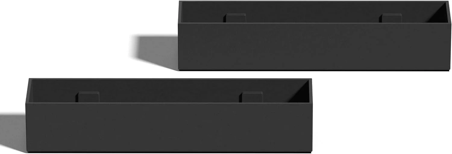 Forma Series Short Plastic Planter (3''H x 3.5''W x 16''L, Black, 2 Pack)