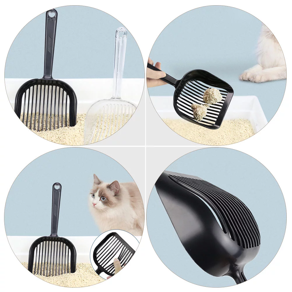 Cat Litter Shovel 2 Pcs Poop Pooper Scooper Handheld Kitten Thicken Gift for Pet Owners Plastic