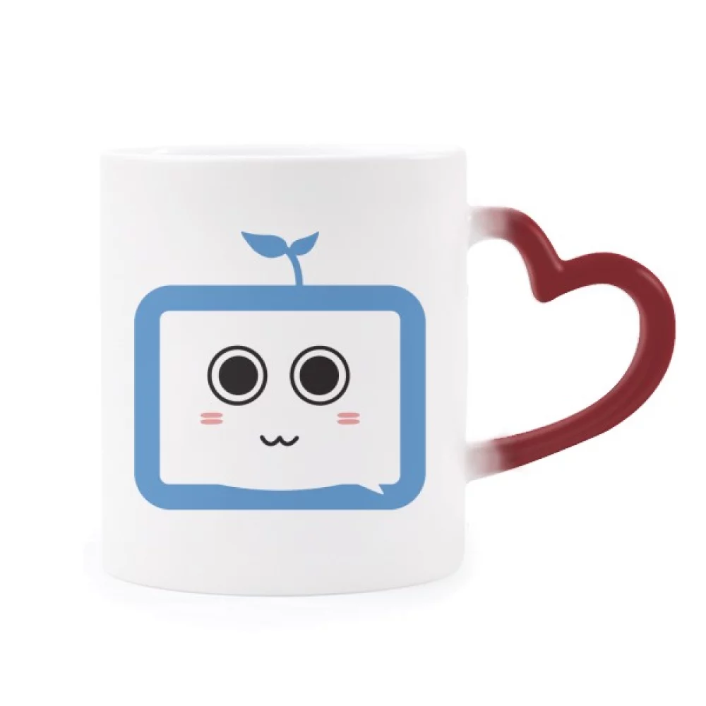 Saplings Cute Small TV Happy Original Heat Sensitive Mug Red Color Changing Stoneware Cup