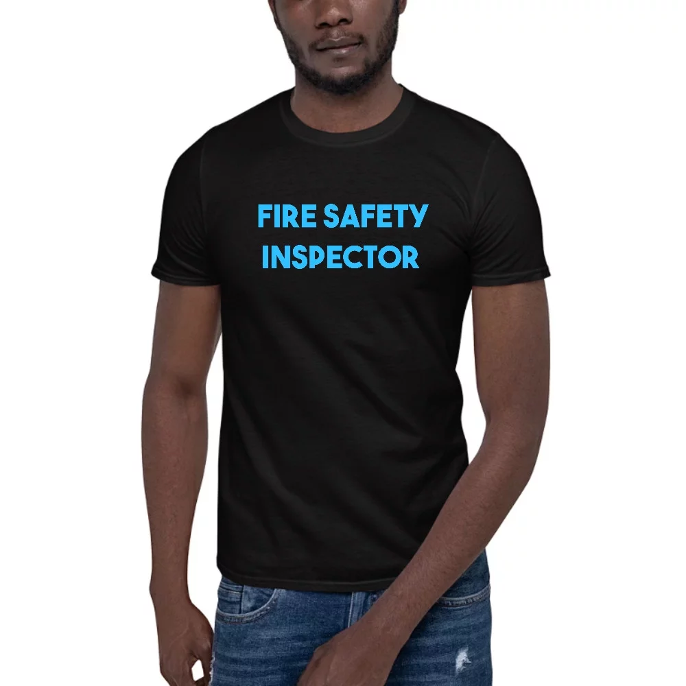 L Blue Fire Safety Inspector Short Sleeve Cotton T-Shirt By Undefined Gifts