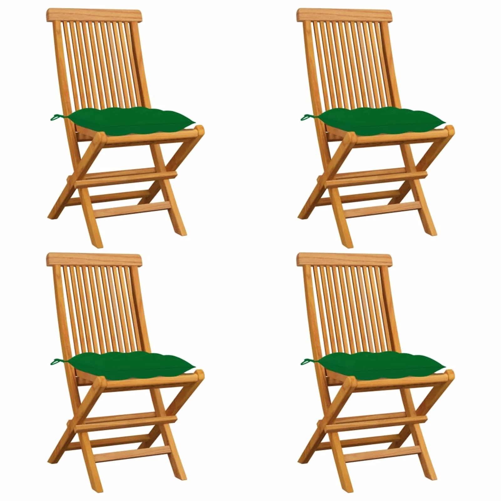 Aibecy Patio Chairs with Green Cushions 4 pcs Solid Teak Wood