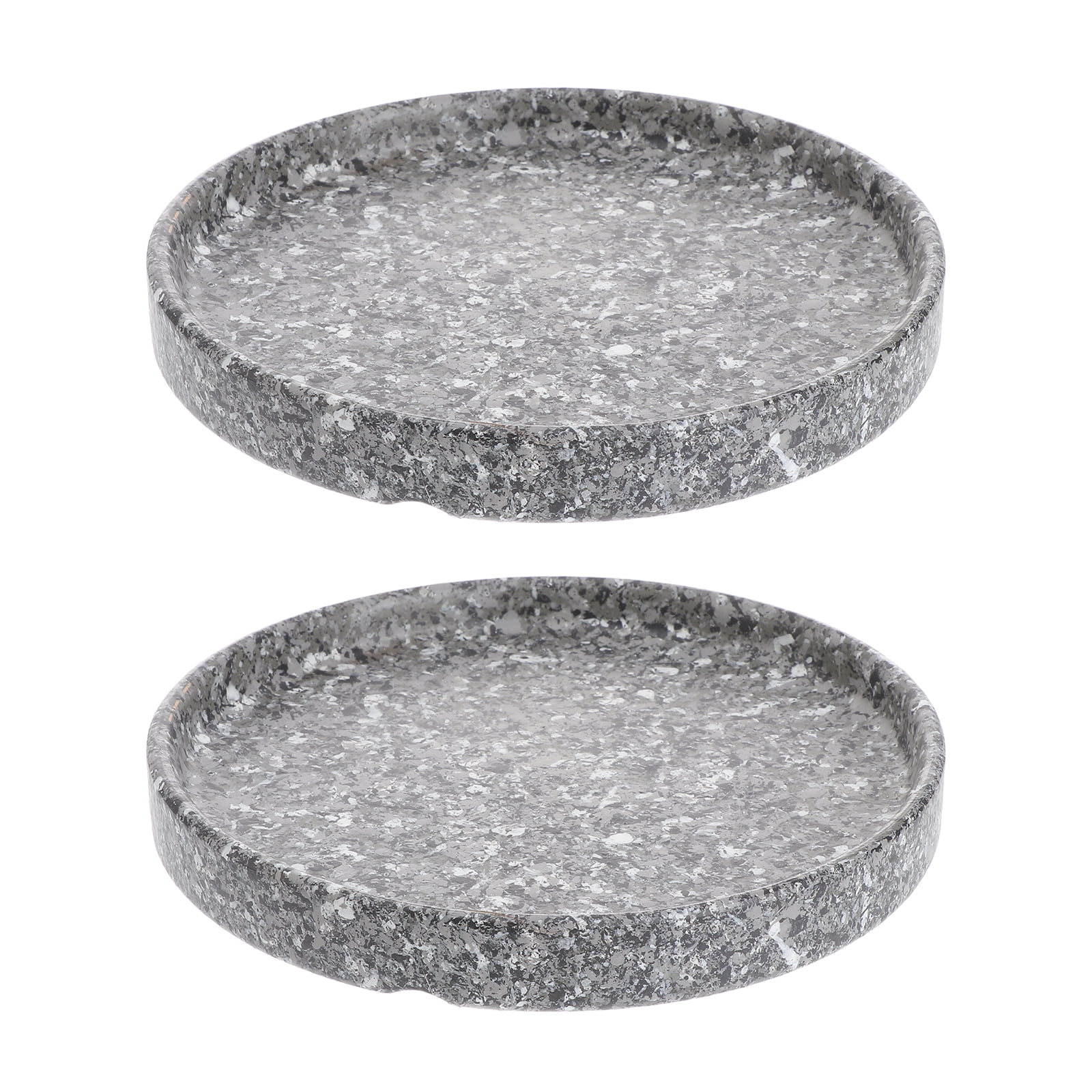 2PCS 11.5x11.5x1.5cm Flowerpot Drip Tray Ceramic Cement Design Flowerpot Base Tray for Garden Balcony (Grey)