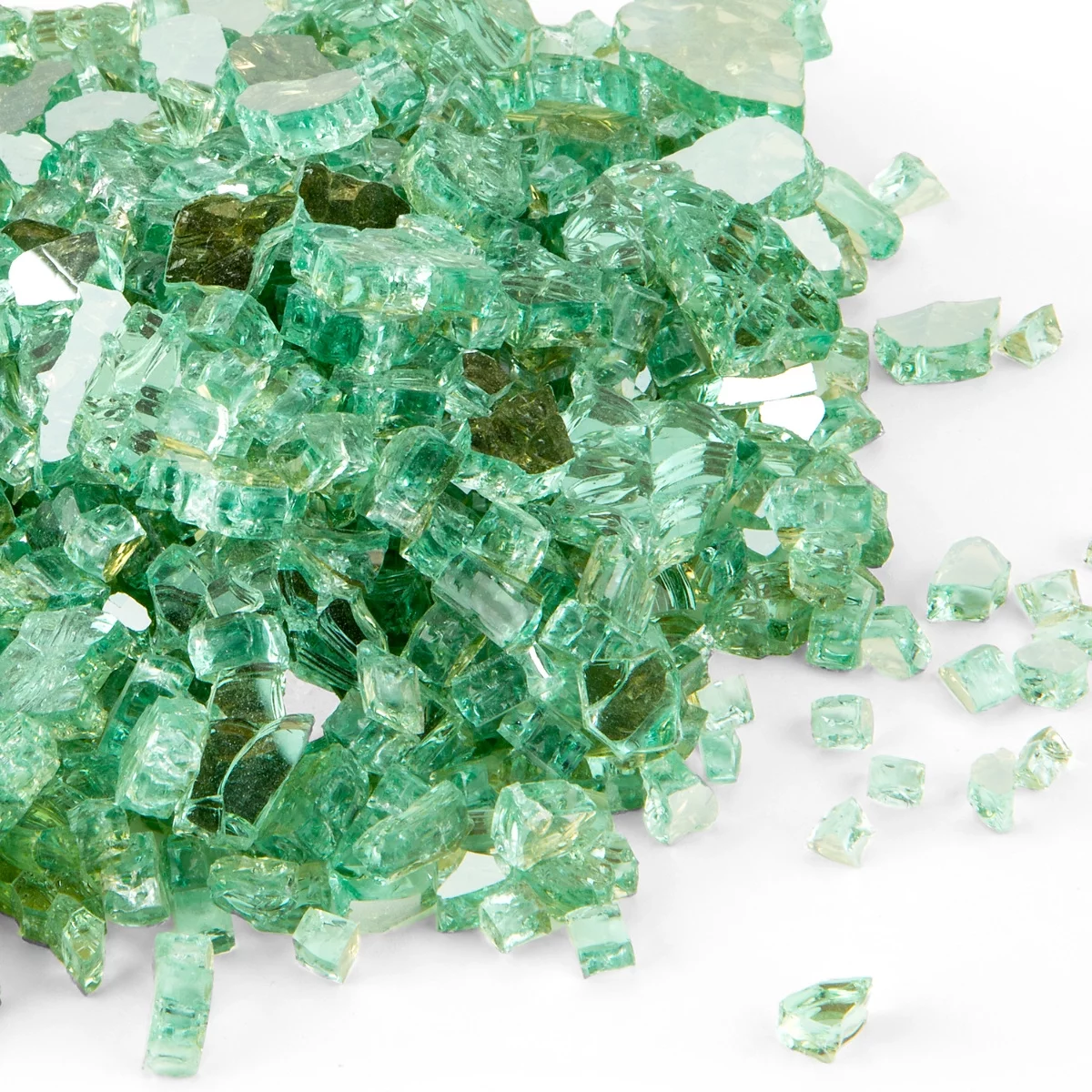 Reflective Fire Glass for Fire Pit and Fireplace, 10 Pound, 1/4-inch, Green