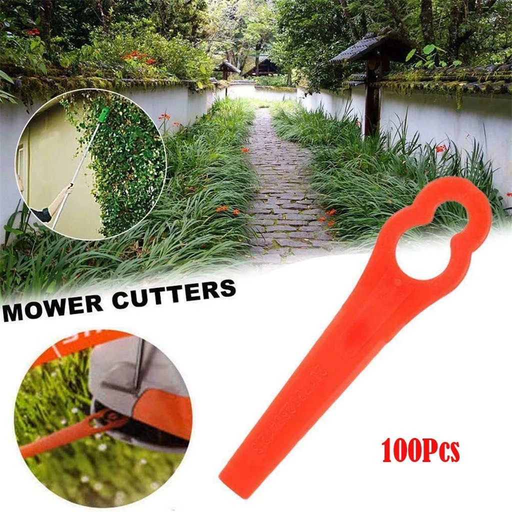 Fridja 100pcs Plastic Blade Cutter Replace For Cordless Grass Garden Crop Strimmer