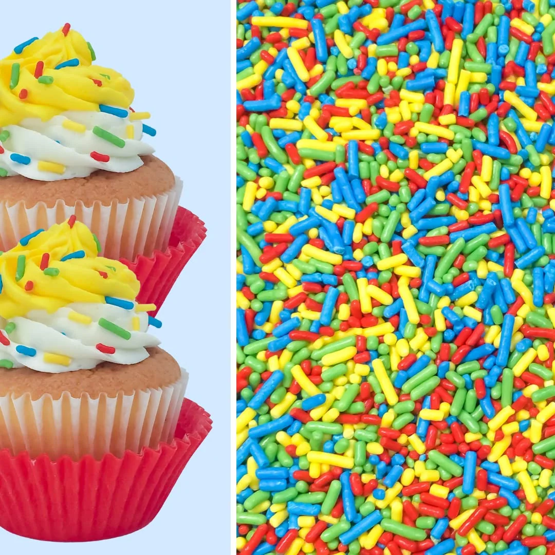 Sprinkle Deco® Yellow Red Lime Green Bright Blue Cake Pop Cookie Cupcake Cakes Semi-Sweet Edible Confetti Decorations Sprinkles Desert Jimmies Toppers