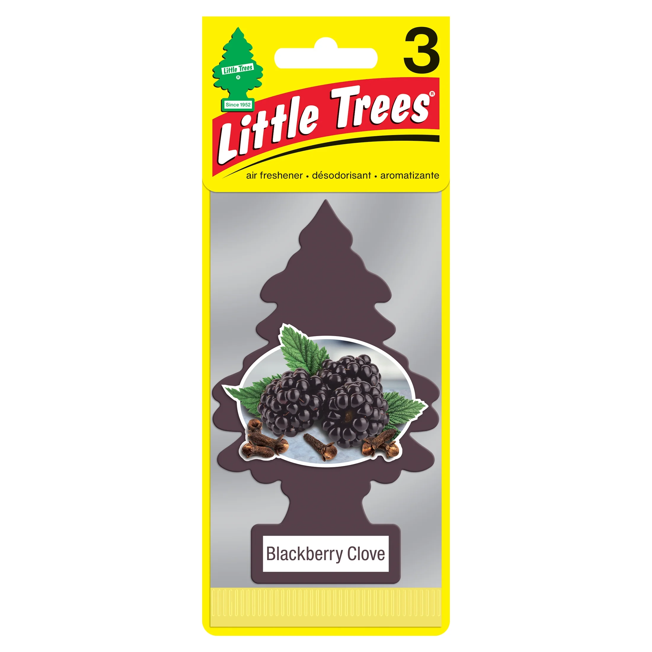 Little Trees Auto Air Freshener, Hanging Card, Blackberry Clove Fragrance 3-Pack