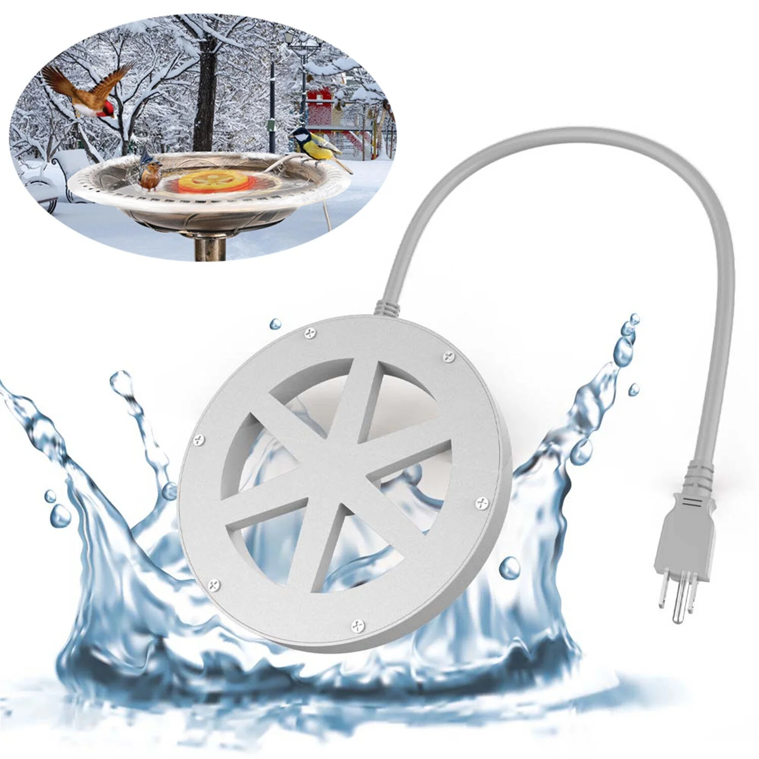 Leyfeng Bird bath heater, pond heater, automatic temperature control, 70W winter bird bath deicing machine, with a 3.28 feet long power cord, used for garden, courtyard, lawn