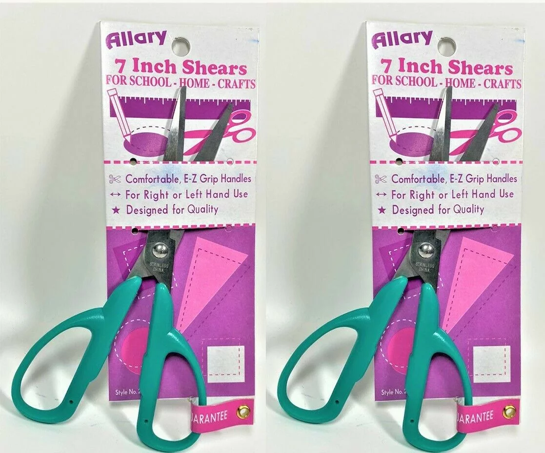 Lot of 2 Allary Style #209 Craft Scissors, 7 Inch, Green