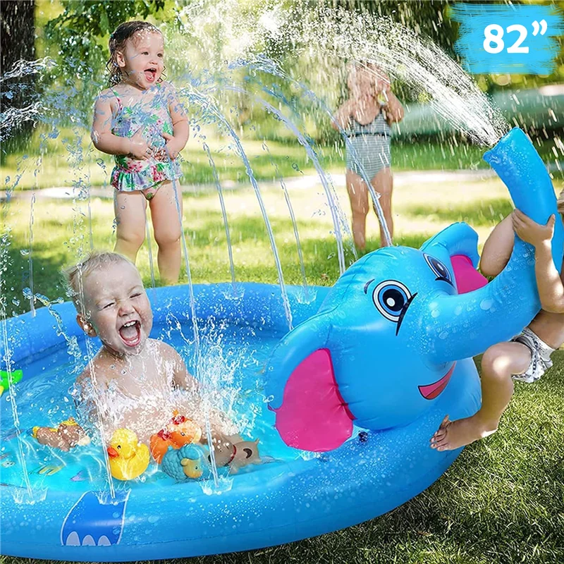 Richgv Splash Pad Sprinkler Play Mat for Kids, 82.7'' Inflatable Sprinkle Mat Outdoor Water Toys Pool Summer Toys for Toddlers Backyard Water Mat