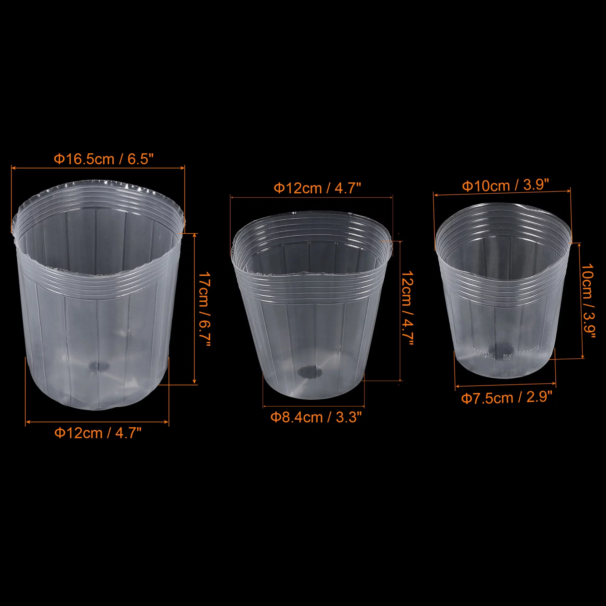 Uxcell 3'' 3.8'' 5'' Plastic Plant Nursery Pot Label Starting Container, Clear 36 Pack