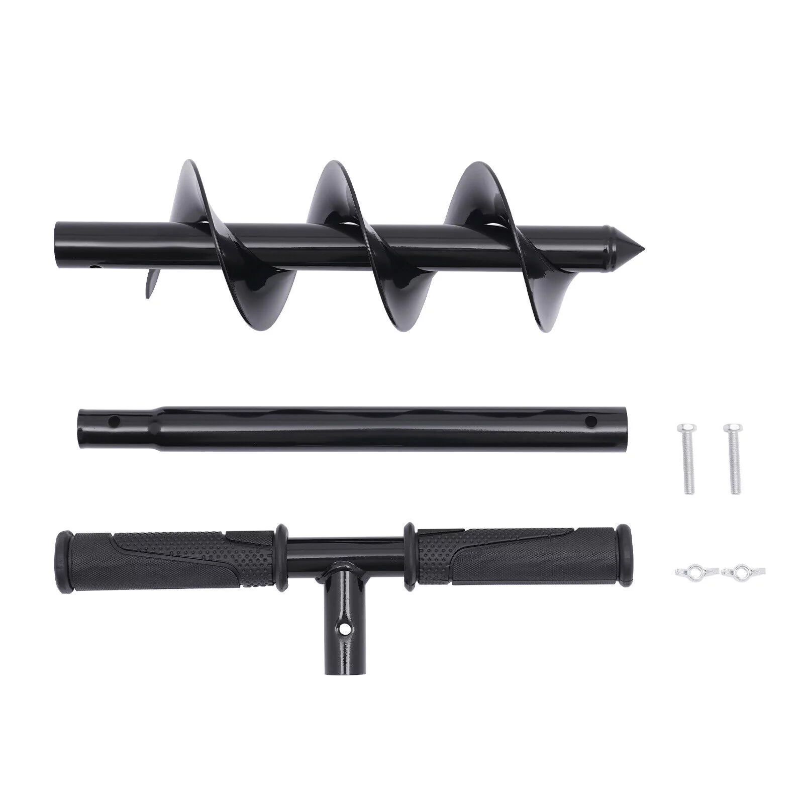 Hand Post Hole Digger T-shaped Earth Garden Auger Drill with Non-Slip Handle,Single Blade, Spiral