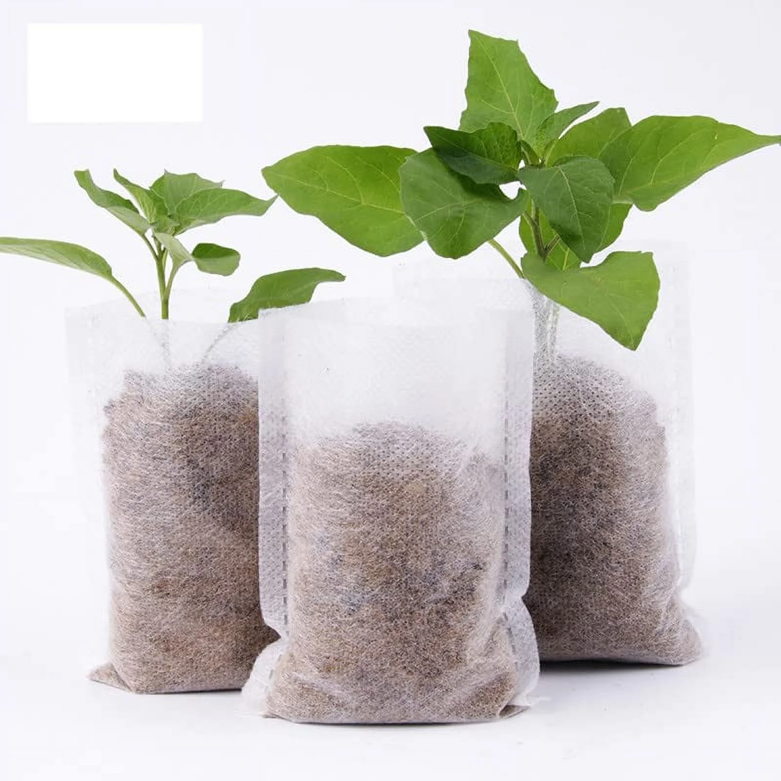 Biodegradable Non-Woven Nursery Grow Bags Seedling-Raising Bags Nursing Seedling Raising Pots Plants Pouch White - 7.09
