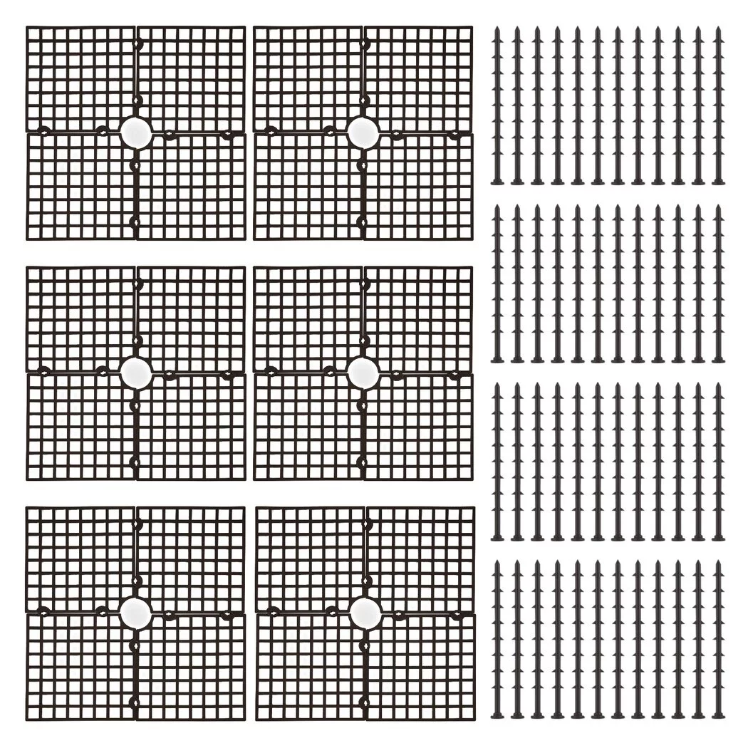 6Pcs Square Plant Pot Grids, 11.8in Cuttable Grid Flower Pot Covers with Long Stakes, ABS Plant Soil Protectors, Grid Digging Stoppers for Indoor Outdoor Plants