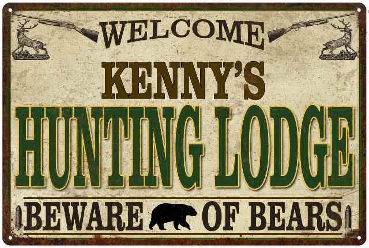 KENNY'S Hunting Lodge signGift Man Cave 12x18 Metal Sign 112180085327