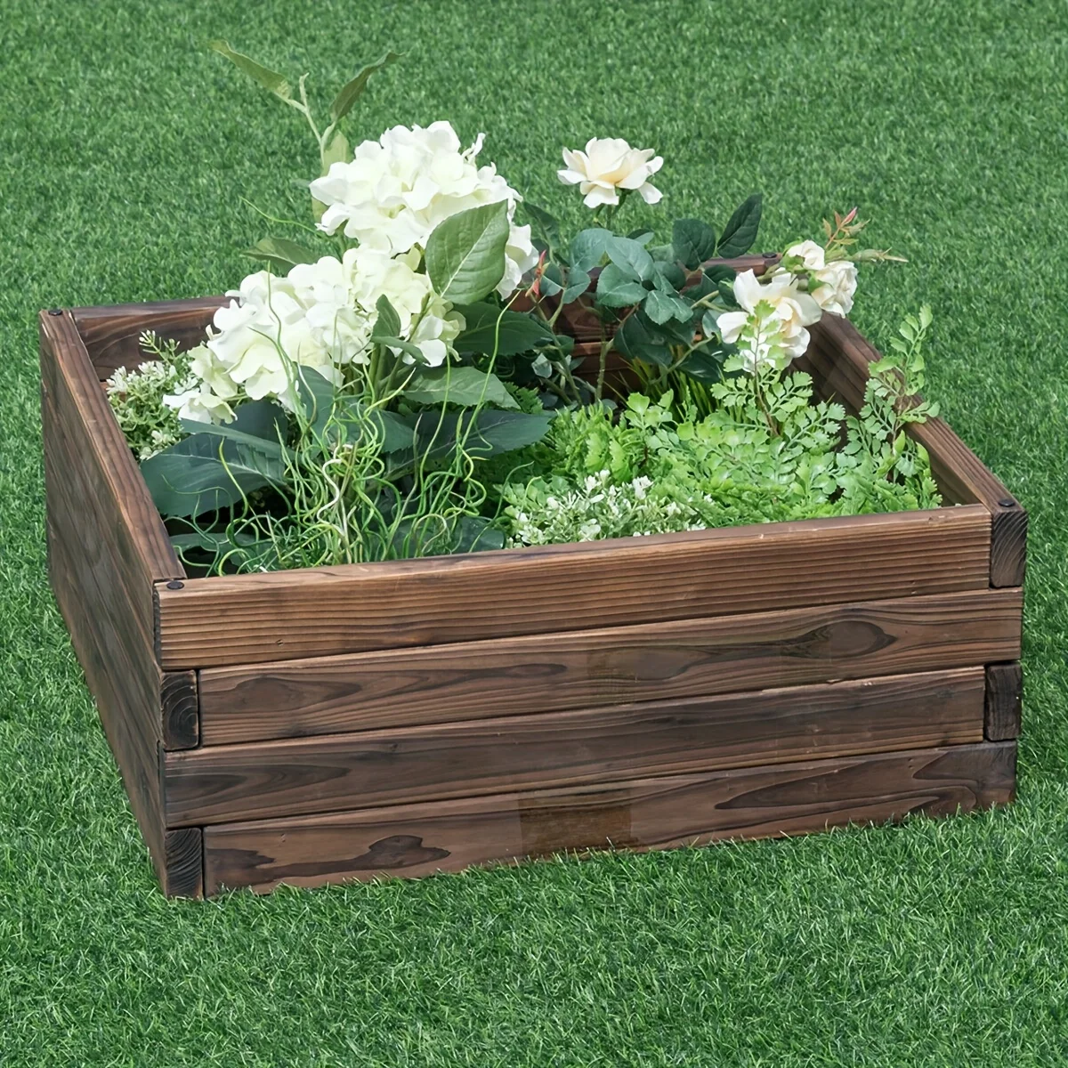 Wooden Square Raised Garden Bed Flower Vegetables Seeds Planter Kit Elevated Box Patio