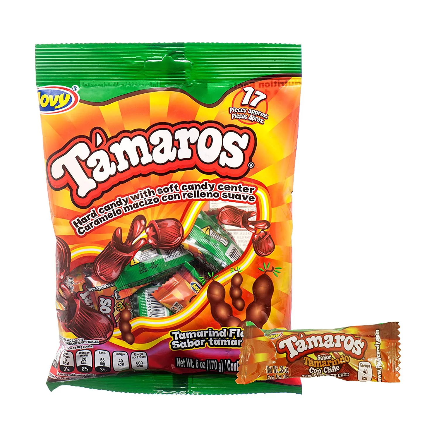 Jovy Tamaros Tamarind Flavor Mexican Candy (1 x 6 oz. Bag)
