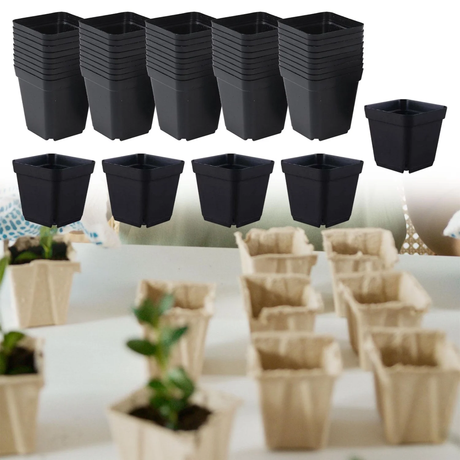 50Pcs Nursery Pots Flower Planter Nursery Transplanting Planter Container Seed Starting Pot  Office Room Balcony Table Garden