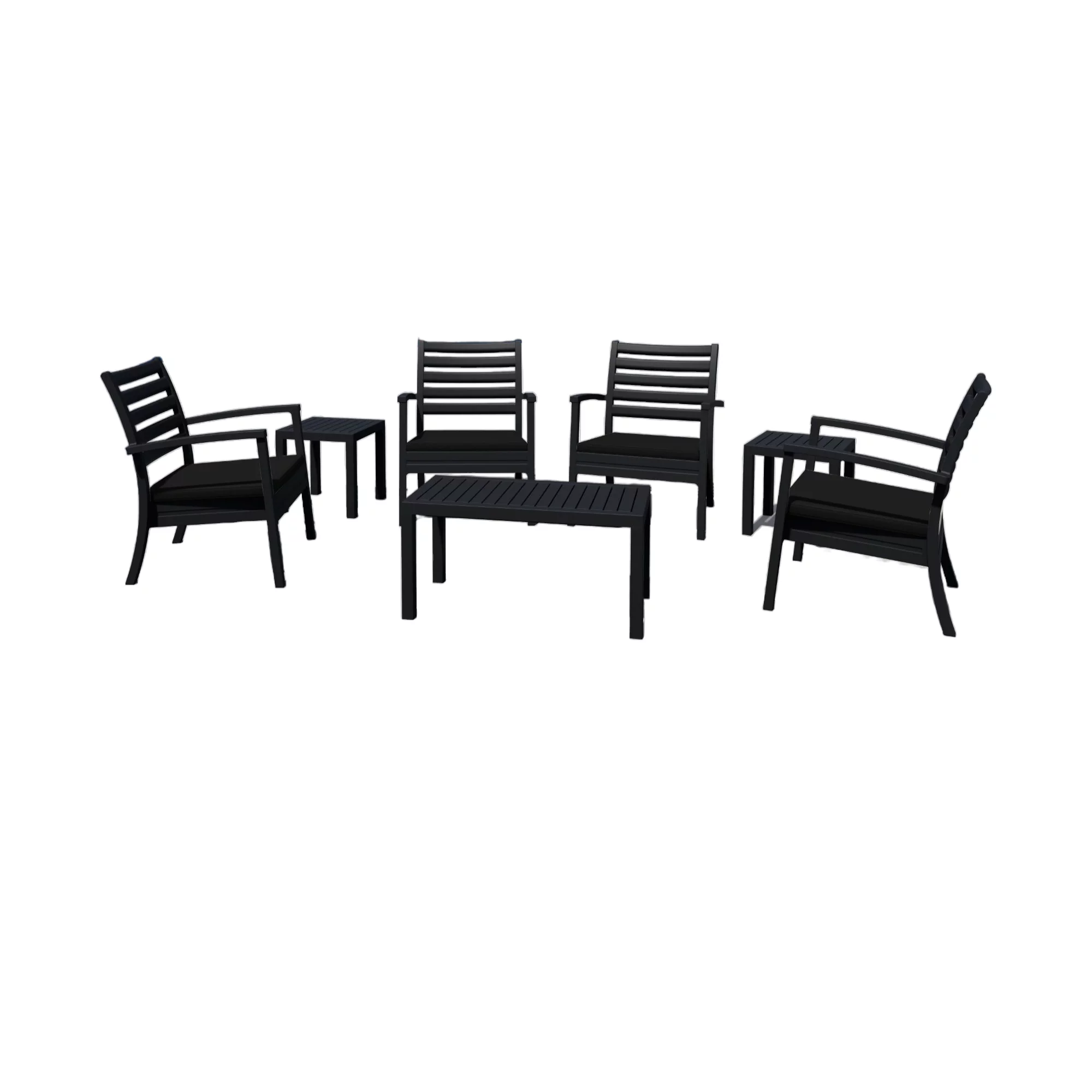 Luxury Commercial Living 7-Piece Black Outdoor Patio Seating Set with Cushions 36