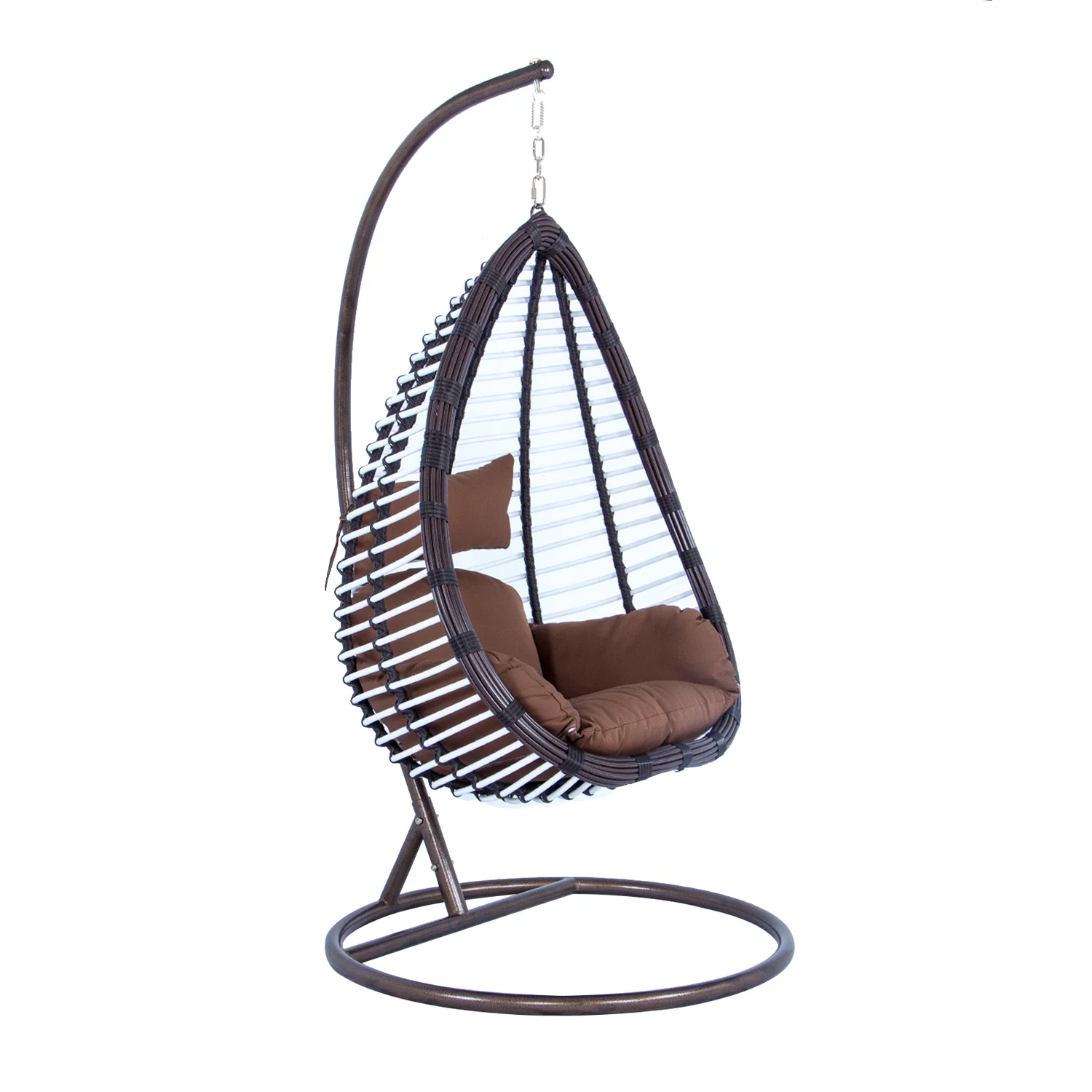 HomeStock Coastal Craftsman Wicker Hanging Egg Swing Chair Indoor Outdoor Use