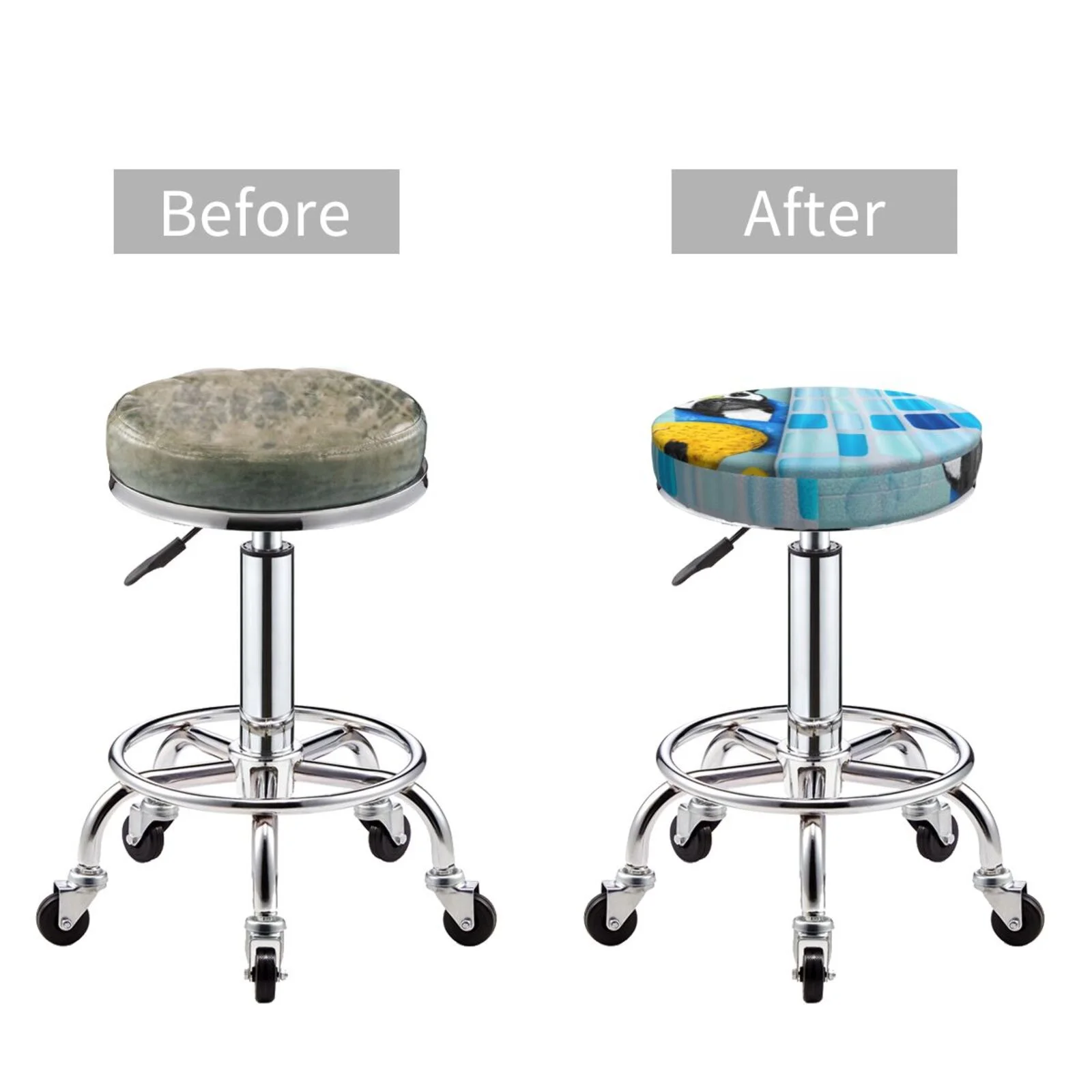 Disketp French Bulldog Dog In A Bathtub Stool Covers Round, Super Soft Round Bar Stool Cushion Covers Seat Cushion - 12 Inch