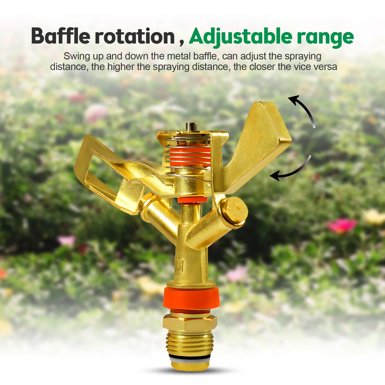 Sprinkler,Nozzles Sprinkler - Adjustable Lawn Sprinkler Patio Sprinkler With Distance Rotation 1/2 Inch With Nozzles Alloy Lawn Sprinkler - Zinc Alloy Rotation Zinc Adjustable Distance