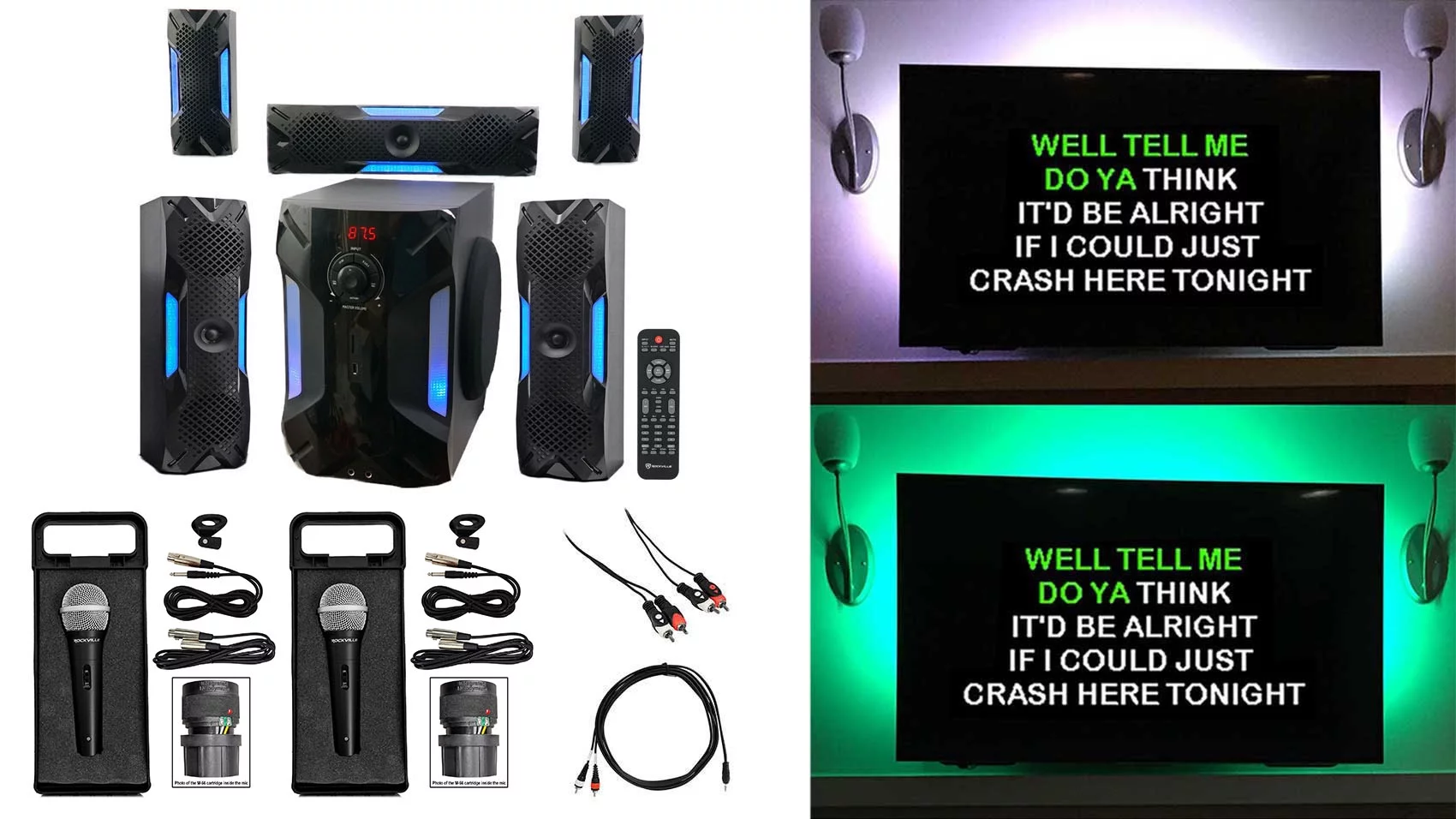 Rockville Bluetooth Home Theater Karaoke Machine System w/8