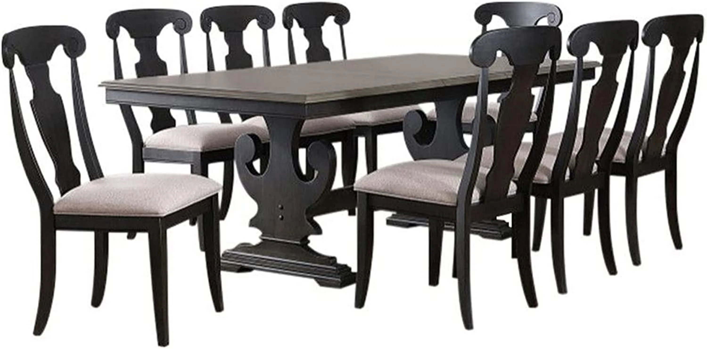 Designs Indoor Home Decorative Furniture Frates 9 Piece Extendable Dining Set  Black & Brown Wood (Table & 8 Chairs)