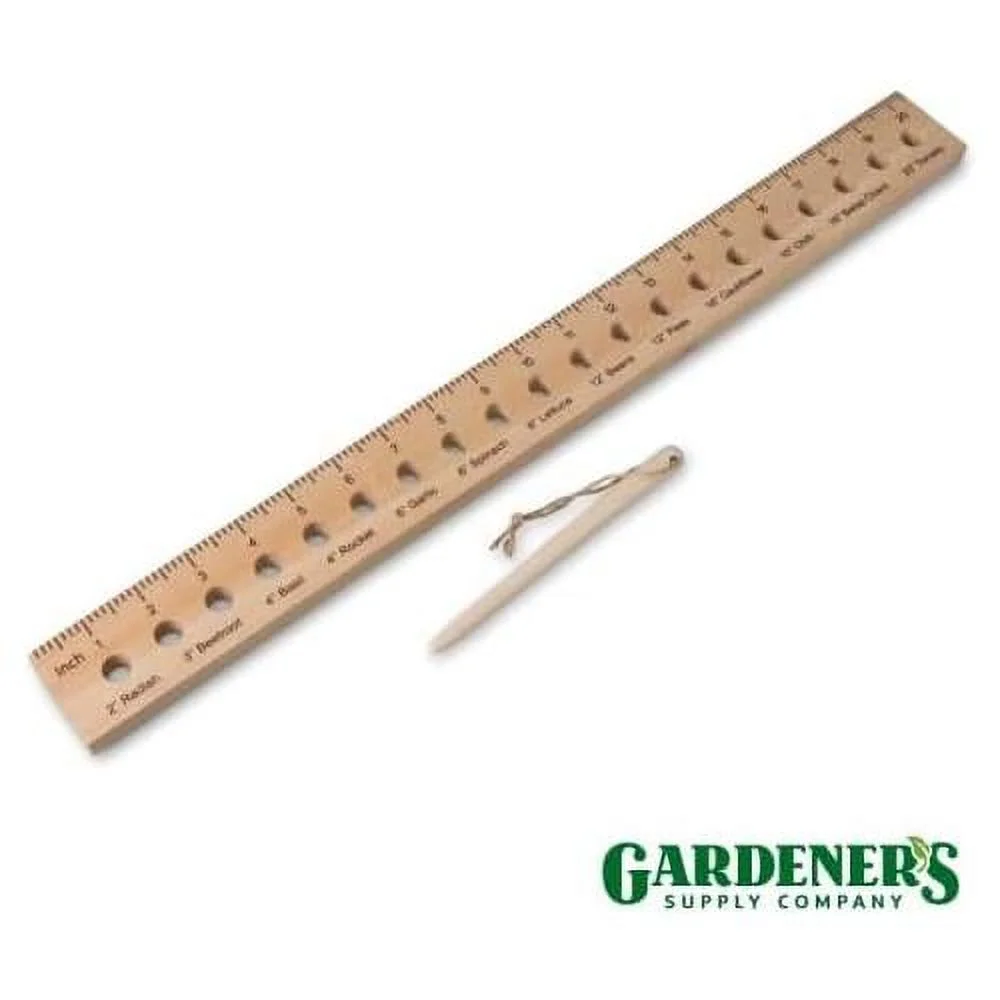 Gardeners   Planting Ruler And Dibber | Wooden Plant Seed Spacing And Interval Ruler For Outdoor Raised Garden Bed And Vegetable Gardens | 20-1/2