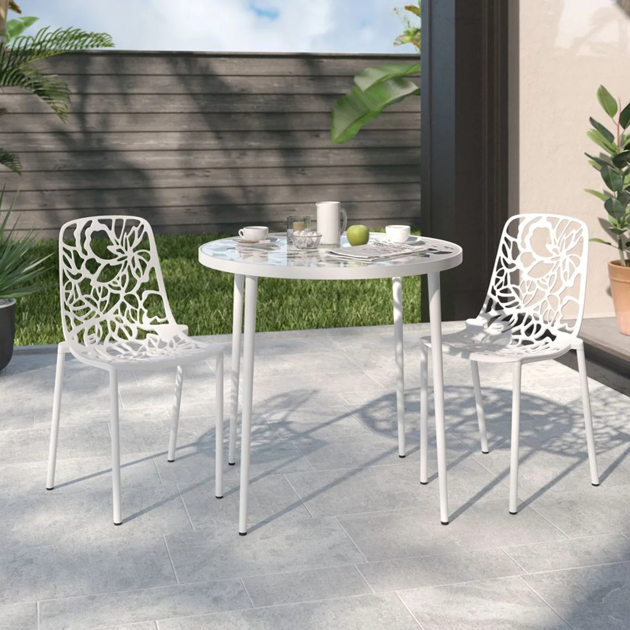Modern Devon Aluminum Chair, Set of 2 - White