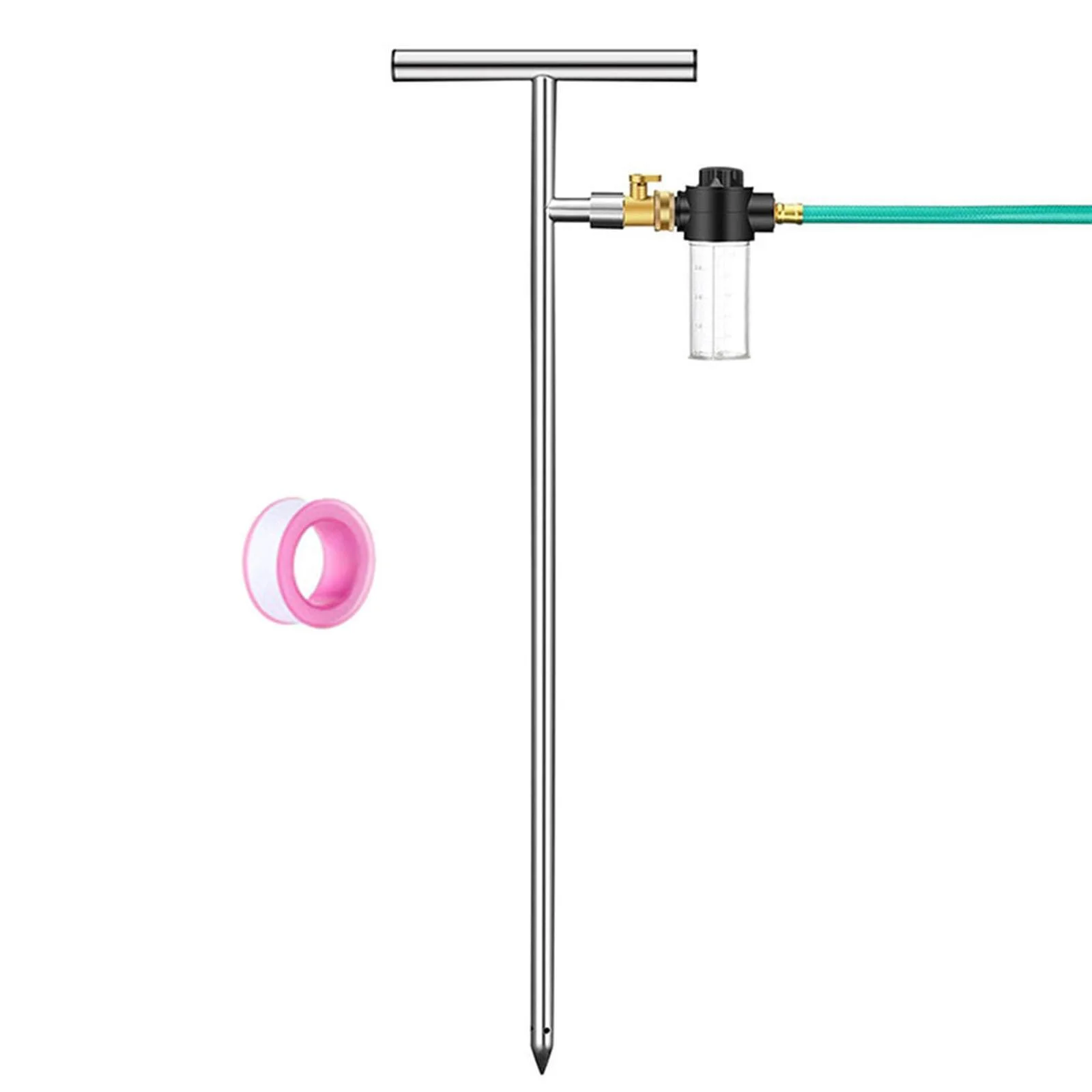 kesoto Tree Watering Spike Irrigation System T Handle Rust Proof Simple Installation for Outdoor Plants Garden Tool with Brass Valve