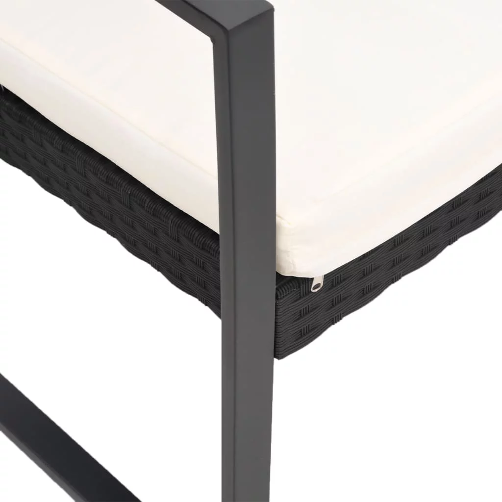 Suzicca 3 piece Patio Dining Set with Cushions Black Rattan