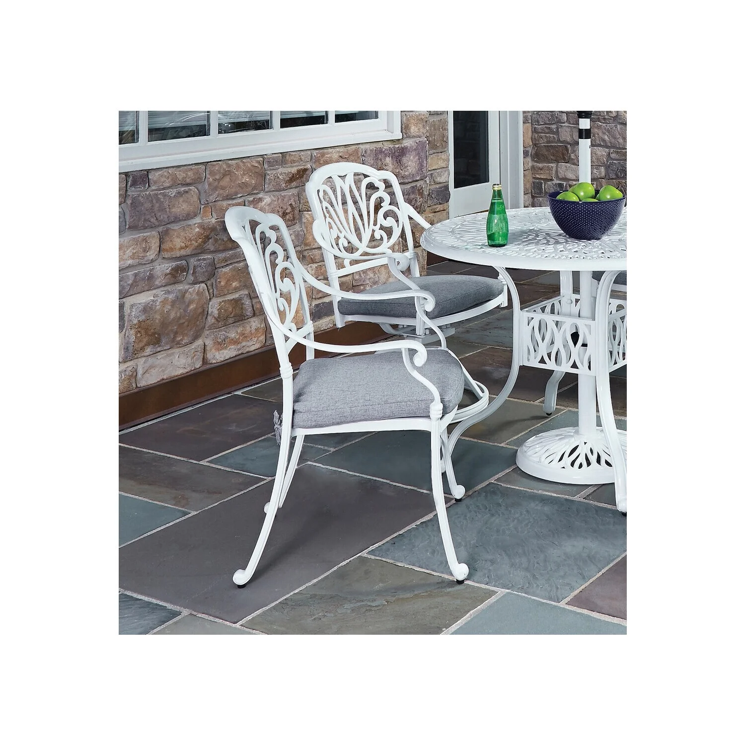 Homestock Rustic Refinement White Aluminum Outdoor Chair Pair