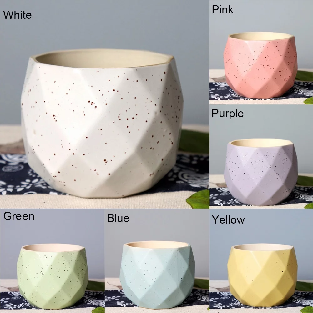 Ceramic Flower Containers Round Plants Succulent Pots Container Bonsai Garden Pots with Drainage Hole Green Blue Yellow Purple Pink White