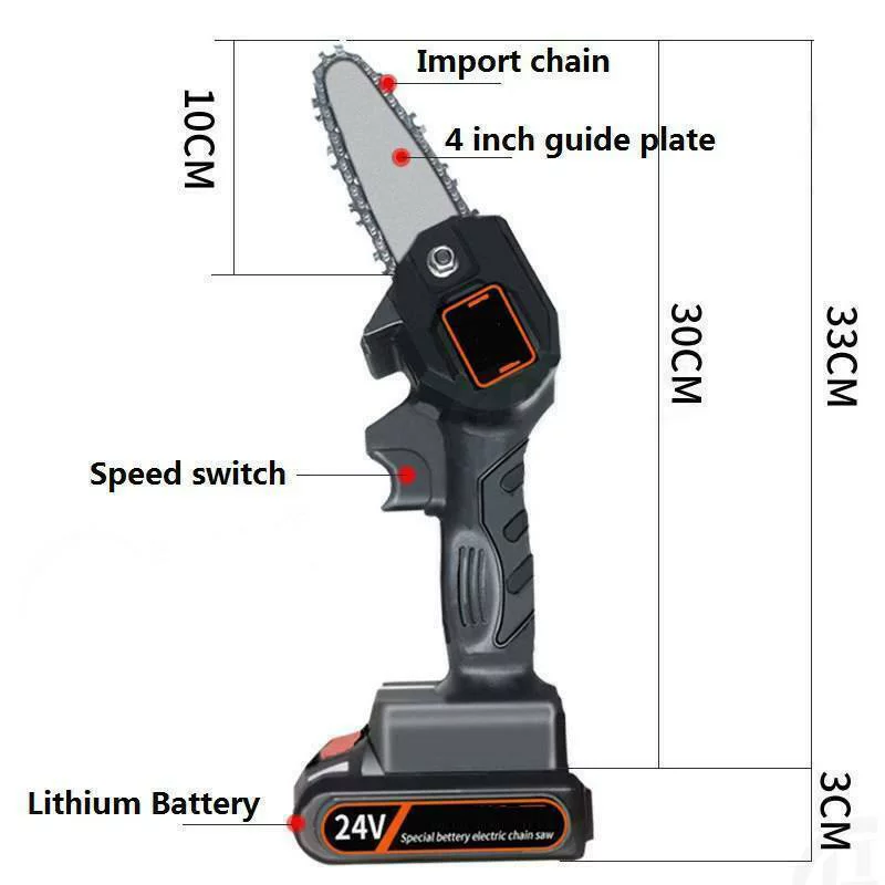 Rechargeable Cordless Chain Saws, Portable 24V Electric Pruning Shears Chainsaw for Wood Cutting