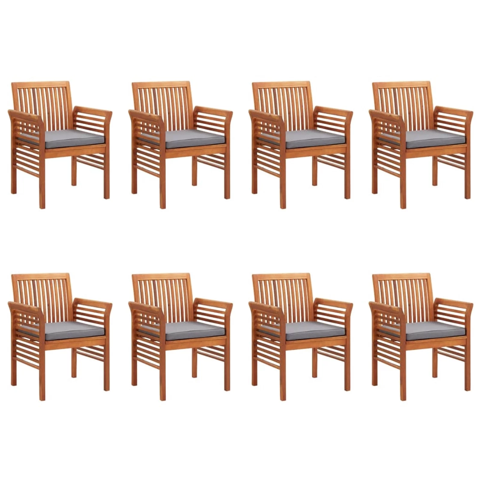 Irfora Patio Dining Chairs with Cushions 8 pcs Solid Wood Acacia