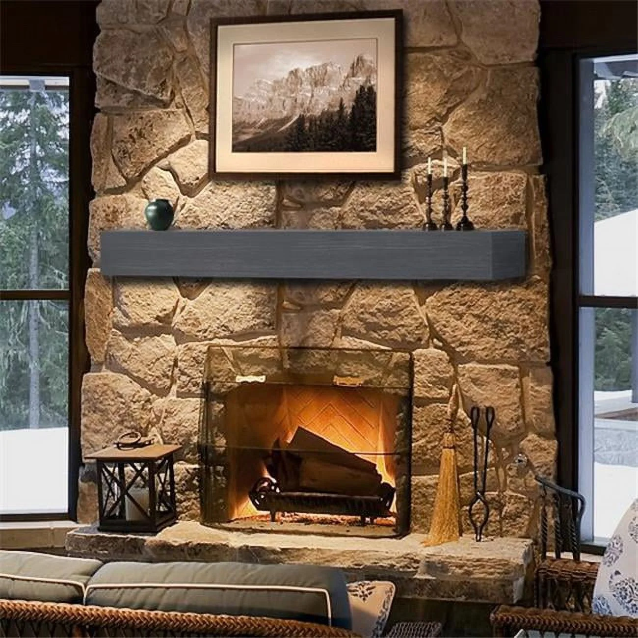 Pearl Mantels  Patented Non-combustible 48in. Graywash Fiberglass/Cement Aggregate Shelf-