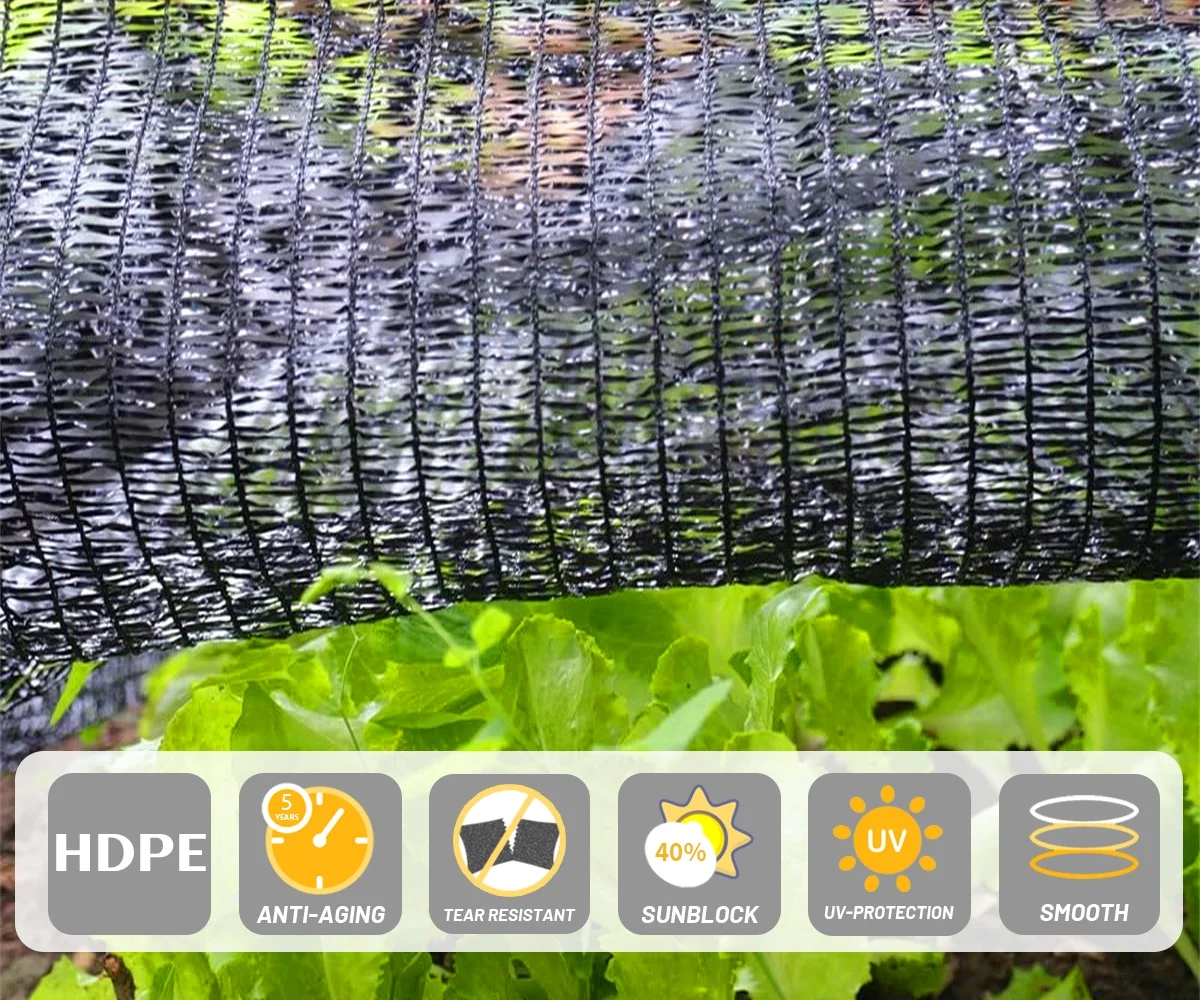 SUNNY GUARD 55% Sunblock Shade Cloth 6.5/10/12/16.5/20 FT Sun Cover Mesh UV Resistant Net for Plant Garden Greenhouse, 6.5'x10' Black