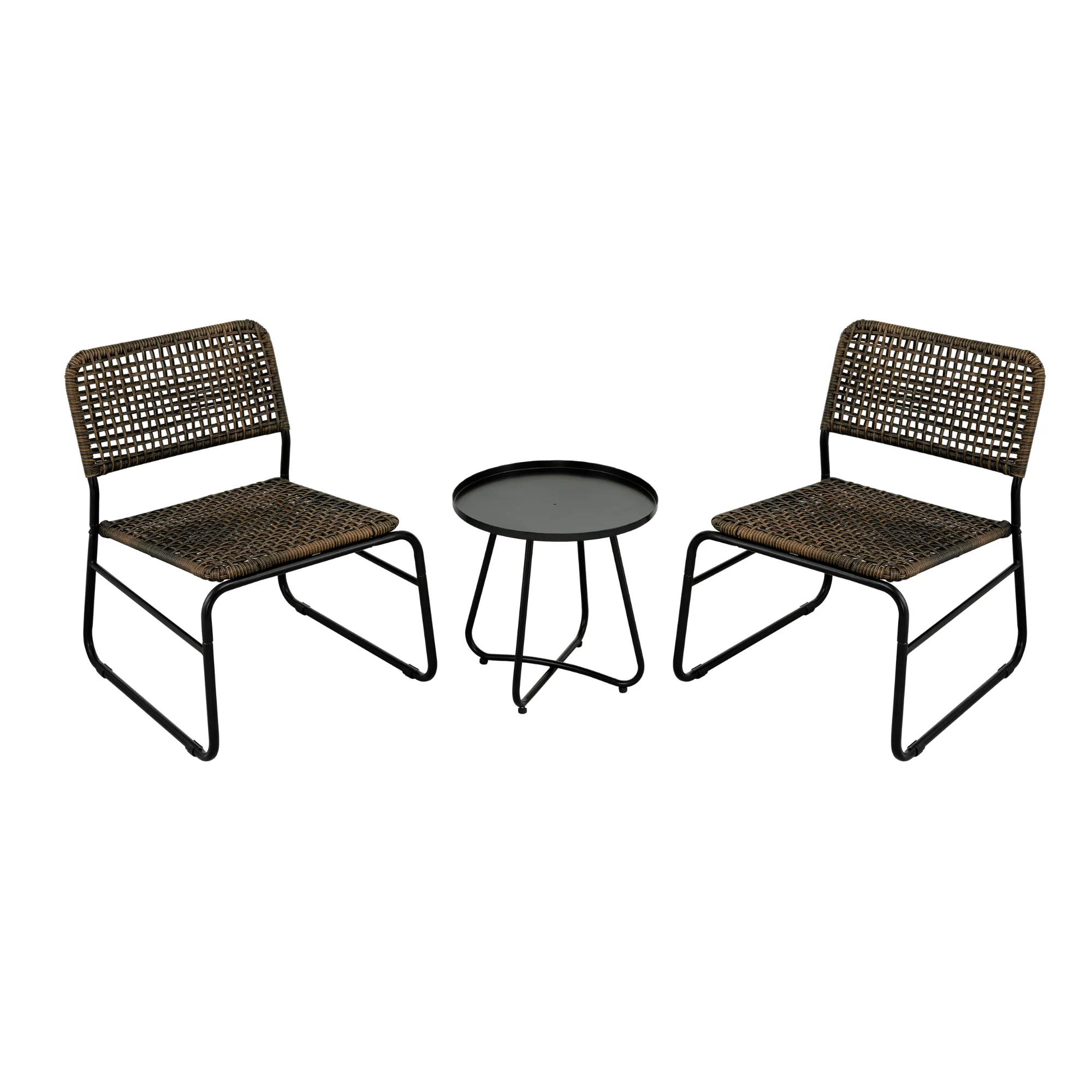 Elegant Outdoor Patio Furniture Set - 2-Piece PE Rattan Chairs with Round Table, Weather-Resistant and Ergonomic Design