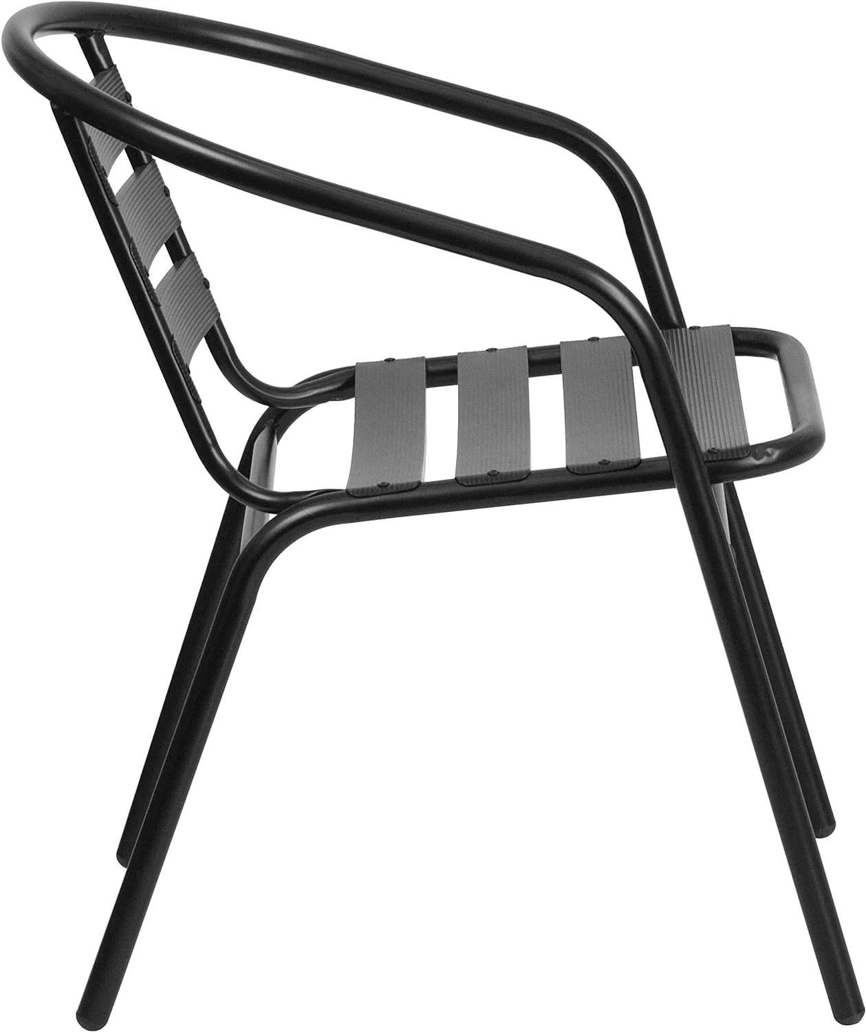 Lila Black Metal Restaurant Stack Chair With Aluminum Slats