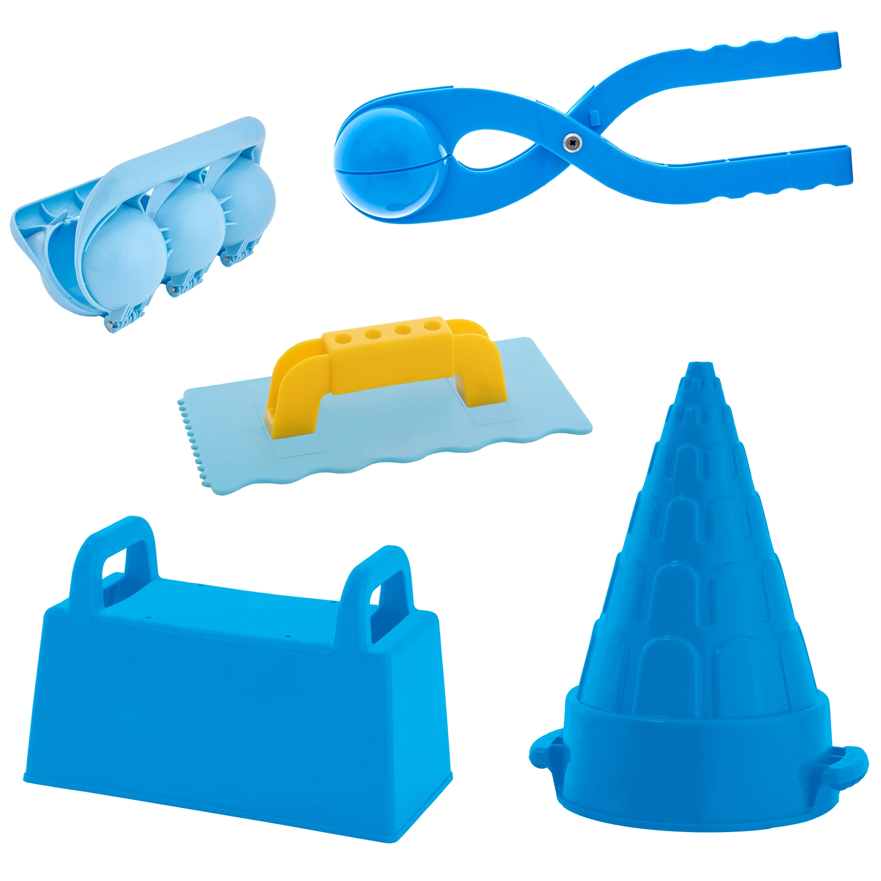 Superio Snow Sand Beach Toys Set-Snow Block, Cone Mold, Sand Castle Brick, Snowball maker and Trowel Smoother
