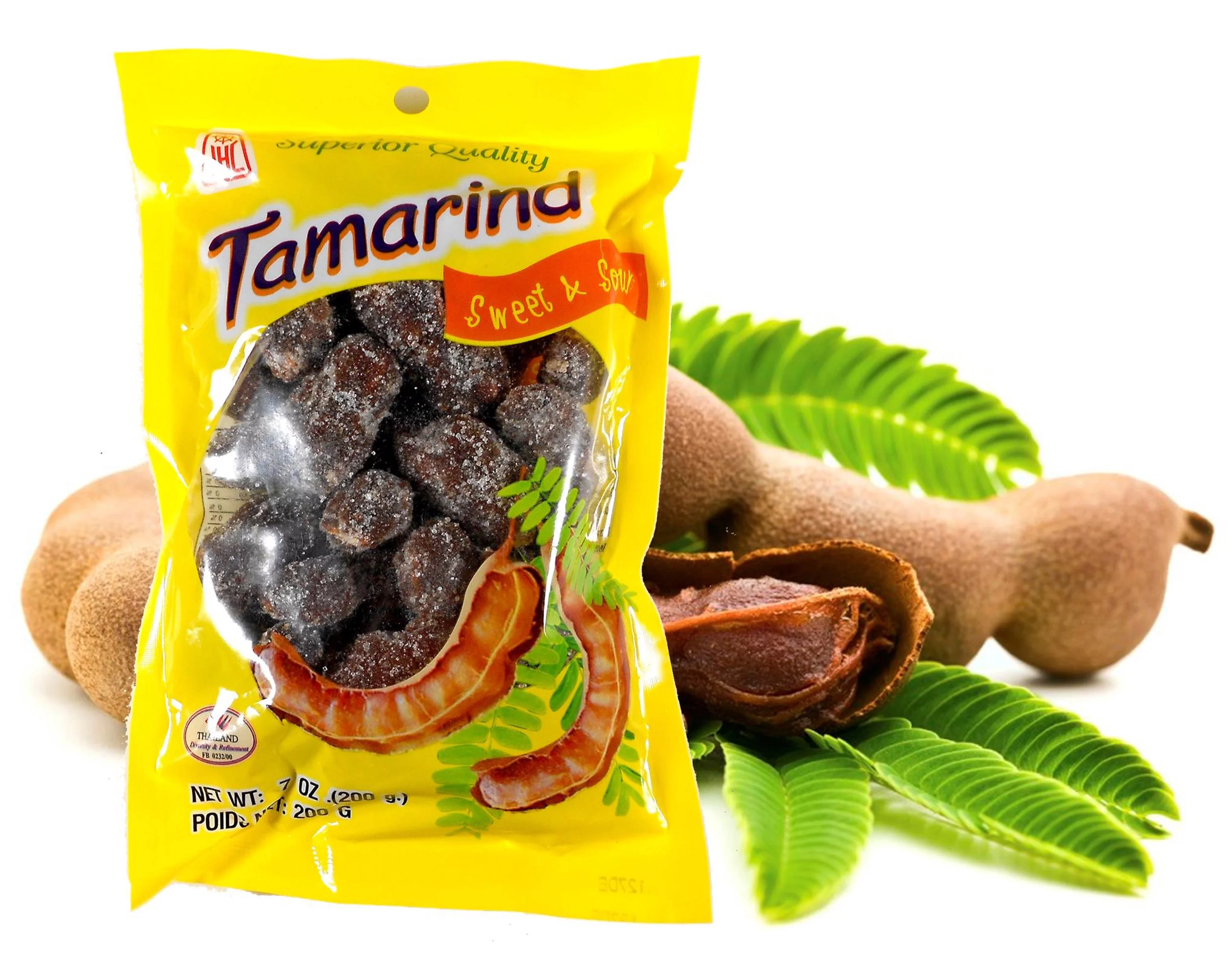 Thai Sweet & Sour Tamarind Candy Whole Pod 7 Oz. (Pack of 2)