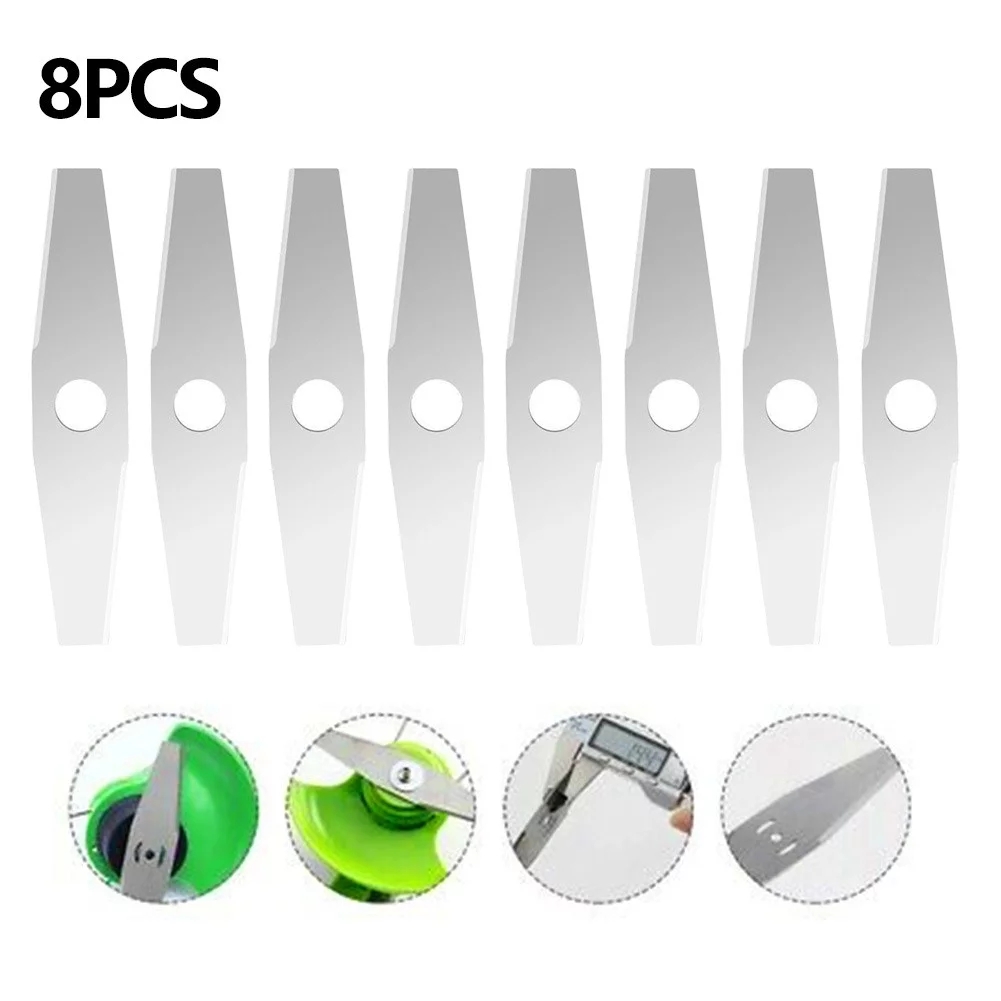QIFEI 8Pcs Metal Grass String Trimmer Head Replacement Saw Blades Lawn Mower Fittings Silver