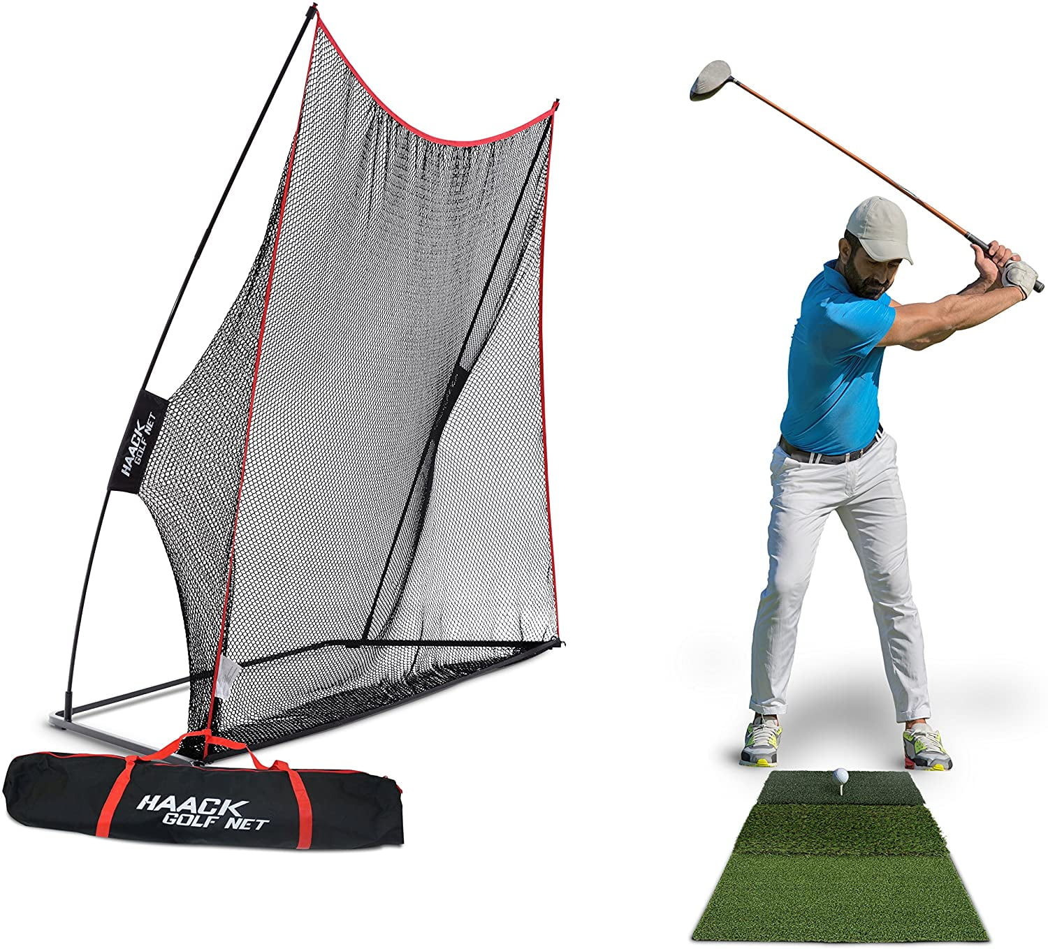 Rukket Haack Golf Net (10x7) Bundle with Tri-Turf Hitting Mat