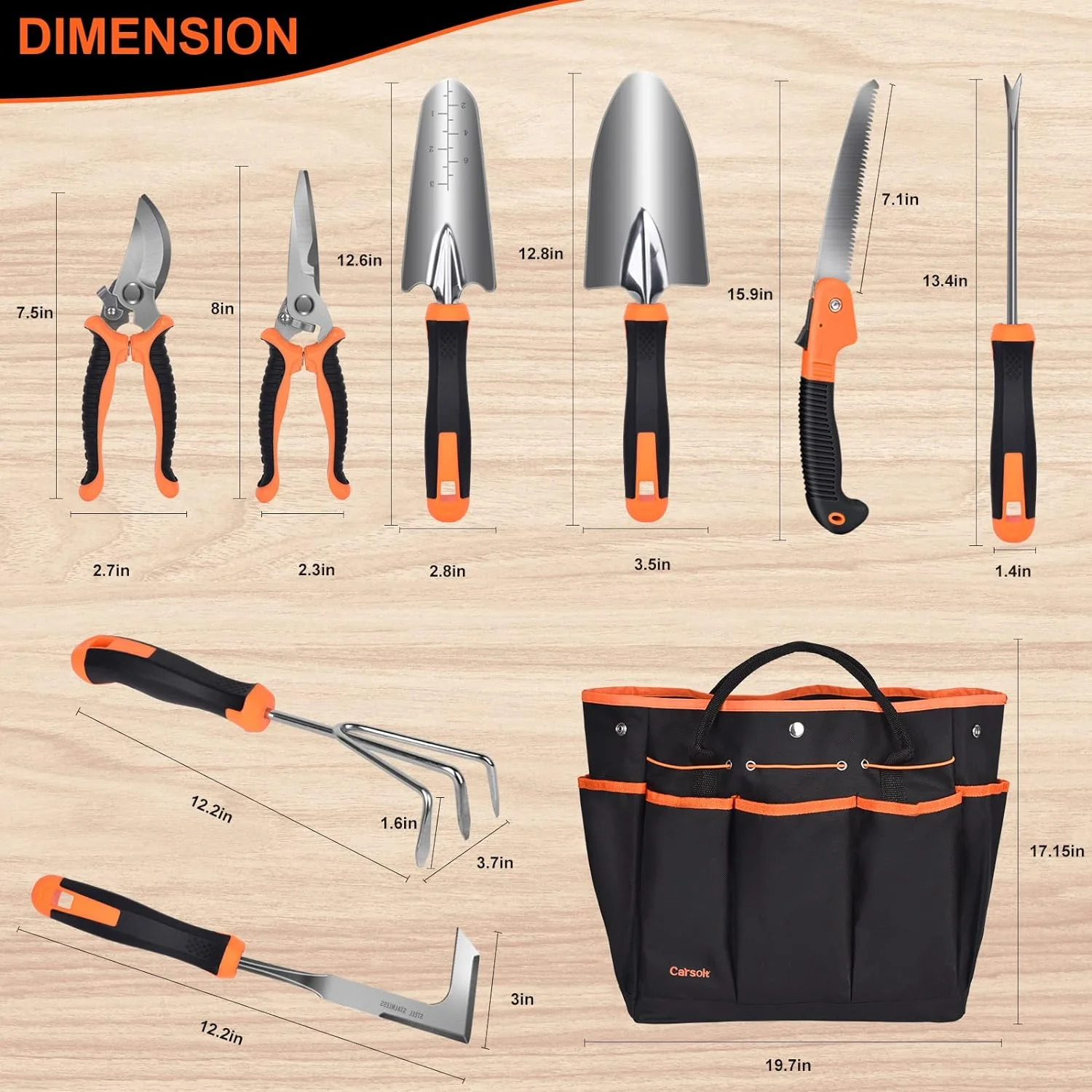 Garden Tool Set  Liffey 10 Piece Stainless Steel Heavy Duty Gardening Tool Set for Digging Planting Pruning Gardening Kit with Durable Bag Gloves Gift Box Ideal Garden Gifts for Women Men
