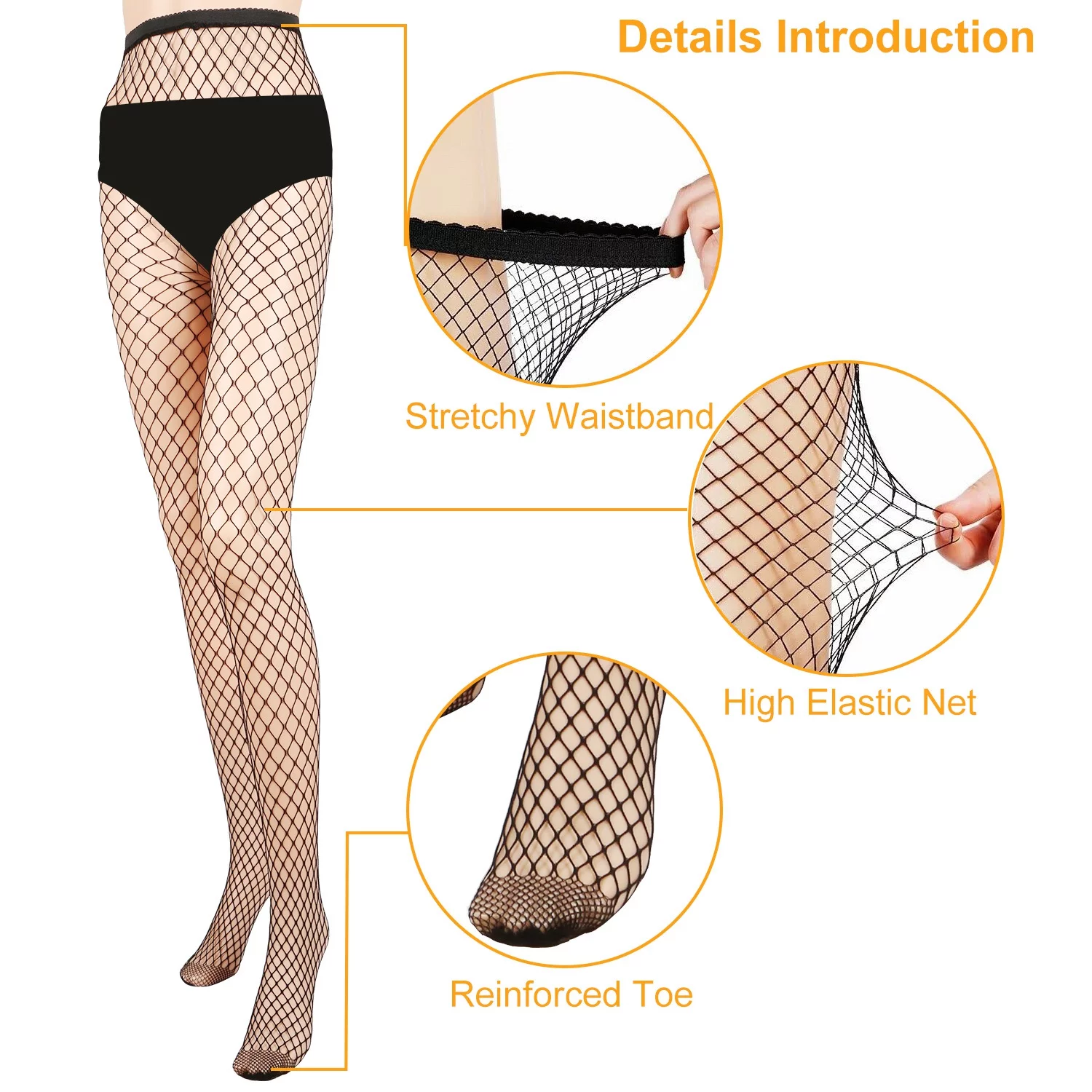 iMounTEK Women Fishnet Tights High Waist Fishnet Pantyhose Stretchy Mesh Hollow Out Tights Stockings (Small Hole, 6Pack)