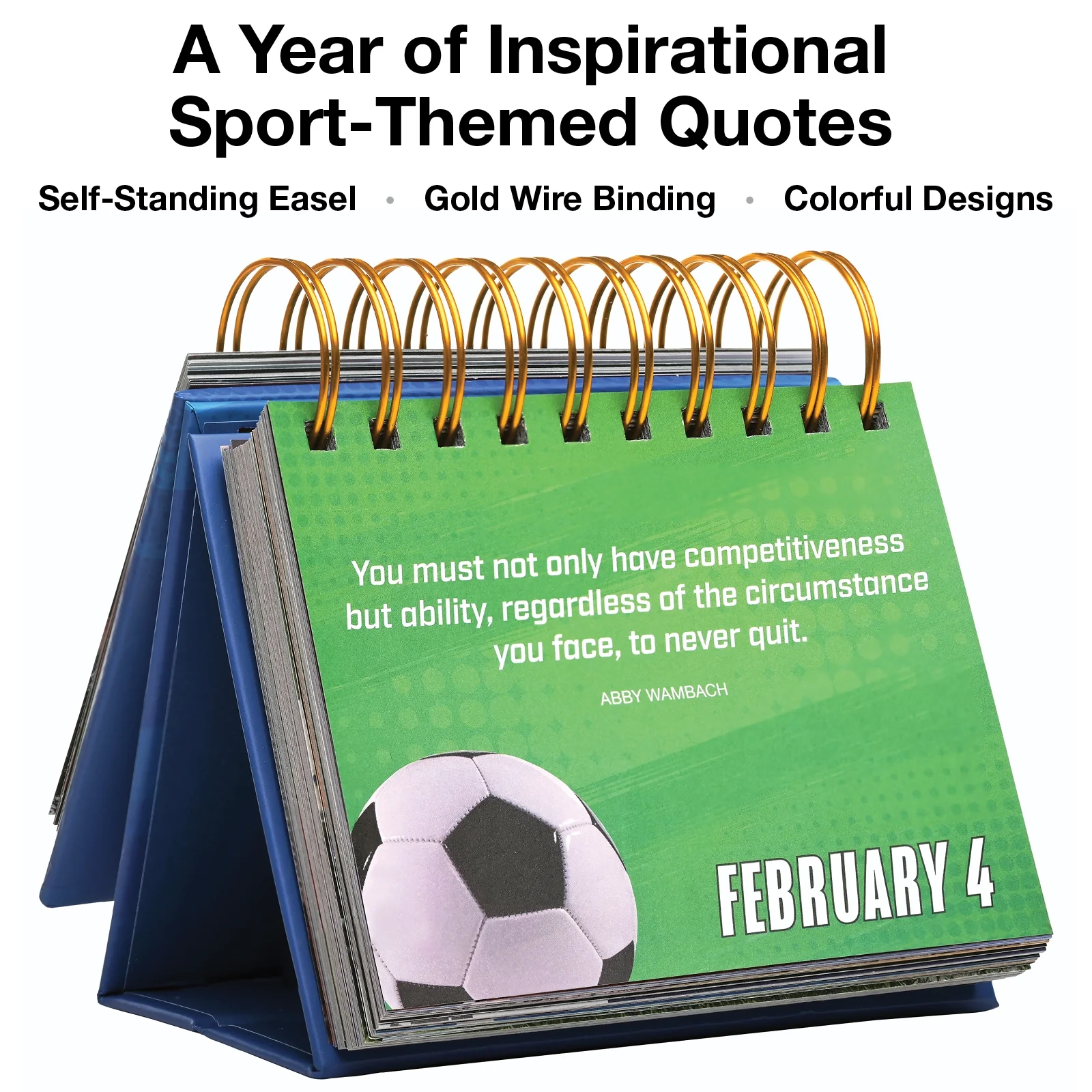 Excello Global Products Motivational & Inspirational Perpetual Daily Flip Calendar Self-Standing Easel (Sports Themed) - GPP-PC-01