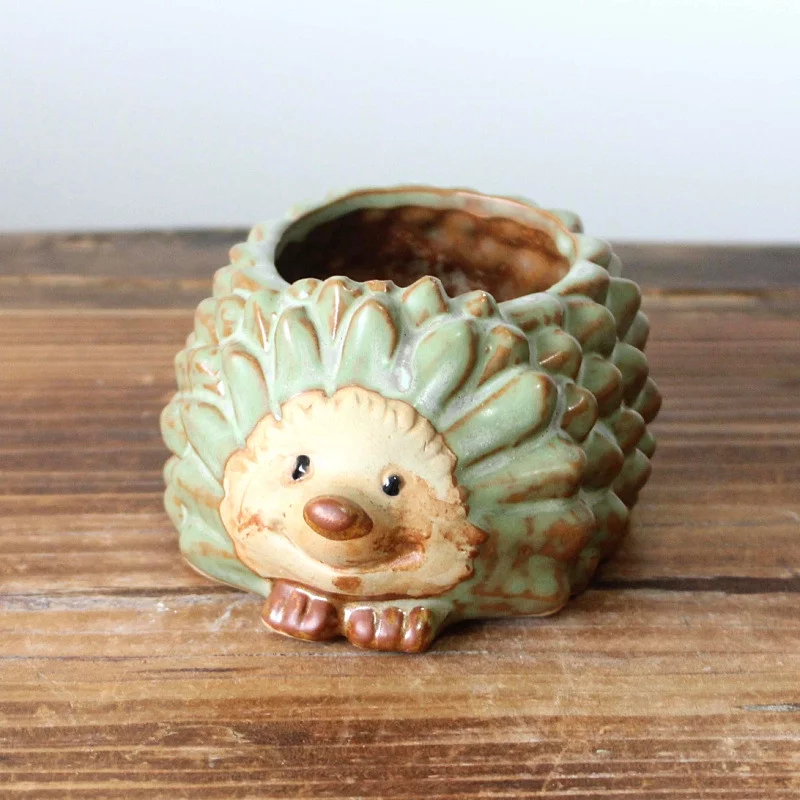 Ceramic Kiln-Glazed Hedgehog Succulent Flower Pot