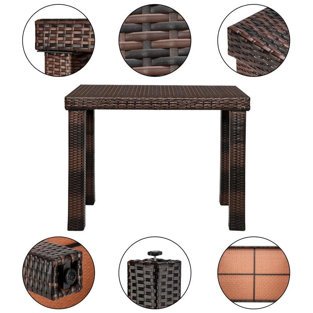 5PC Rattan Patio Furniture Set  Wicker Table & Chair Sets Dinner Desk w/ 4 Chair