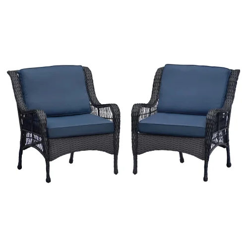 Buumin Outdoor Garden Chair Set of 2,Hand-woven Rattan Lounge Chair