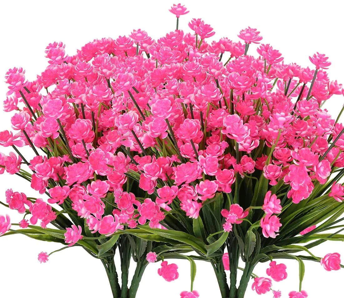 Zukuco 6/12pcs Artificial Flowers Fake Boxwood Plants Faux Plastic Shrubs UV Resistant No Fade Faux Greenery for Home Garden Hanging Planter Porch Patio Yard Office Wedding Decor